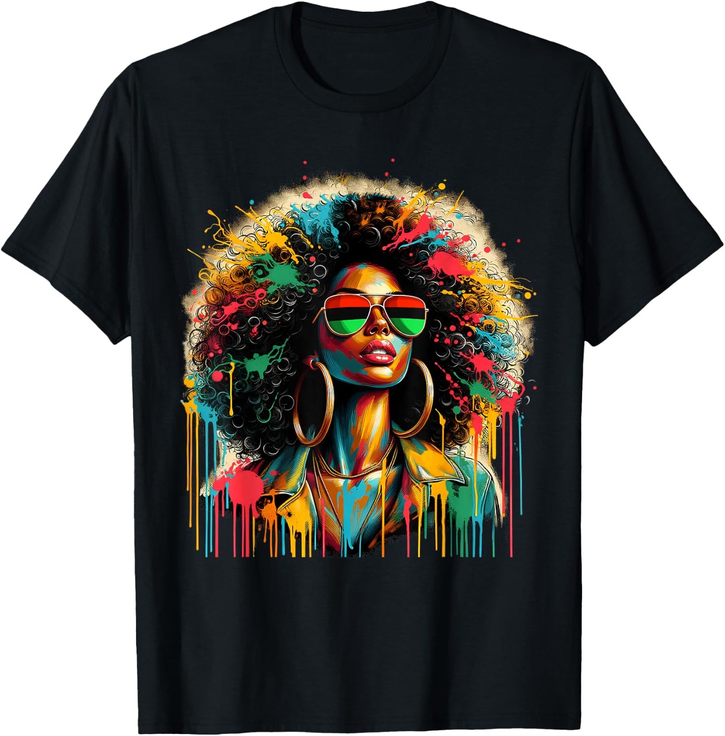 Juneteenth Black Queen Afro African Melanin Dripping T-Shirt - T-Shirt | Black