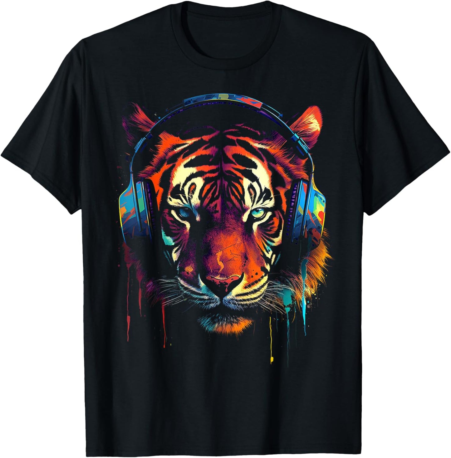 Tiger Animal Motif Artwork Tiger T-Shirt - T-Shirt | Black