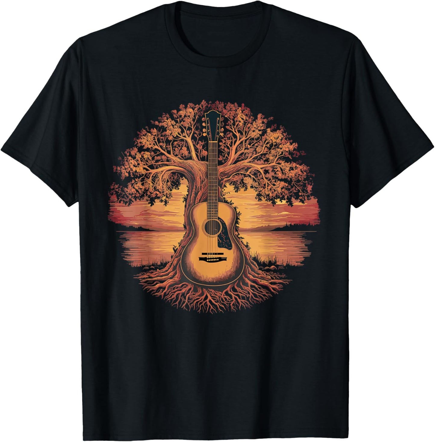 Guitar Lake Music Guitar Lover Guitar T-Shirt - T-Shirt | Black