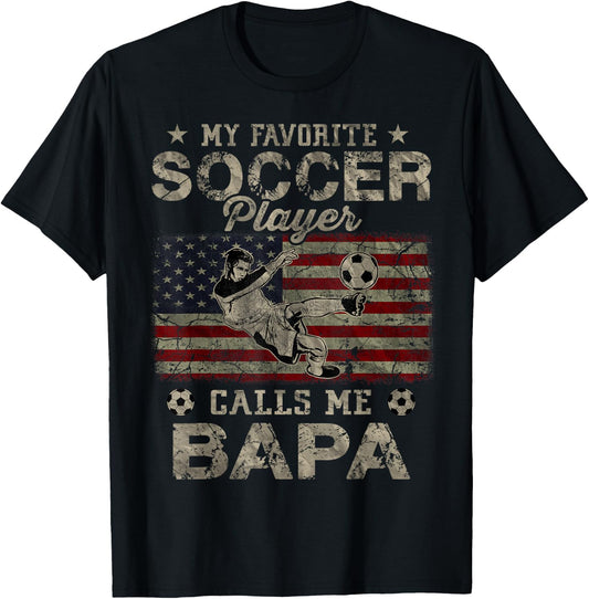 My Favorite Soccer Player Calls Me Bapa USA Flag Men T-Shirt - T-Shirt | Black