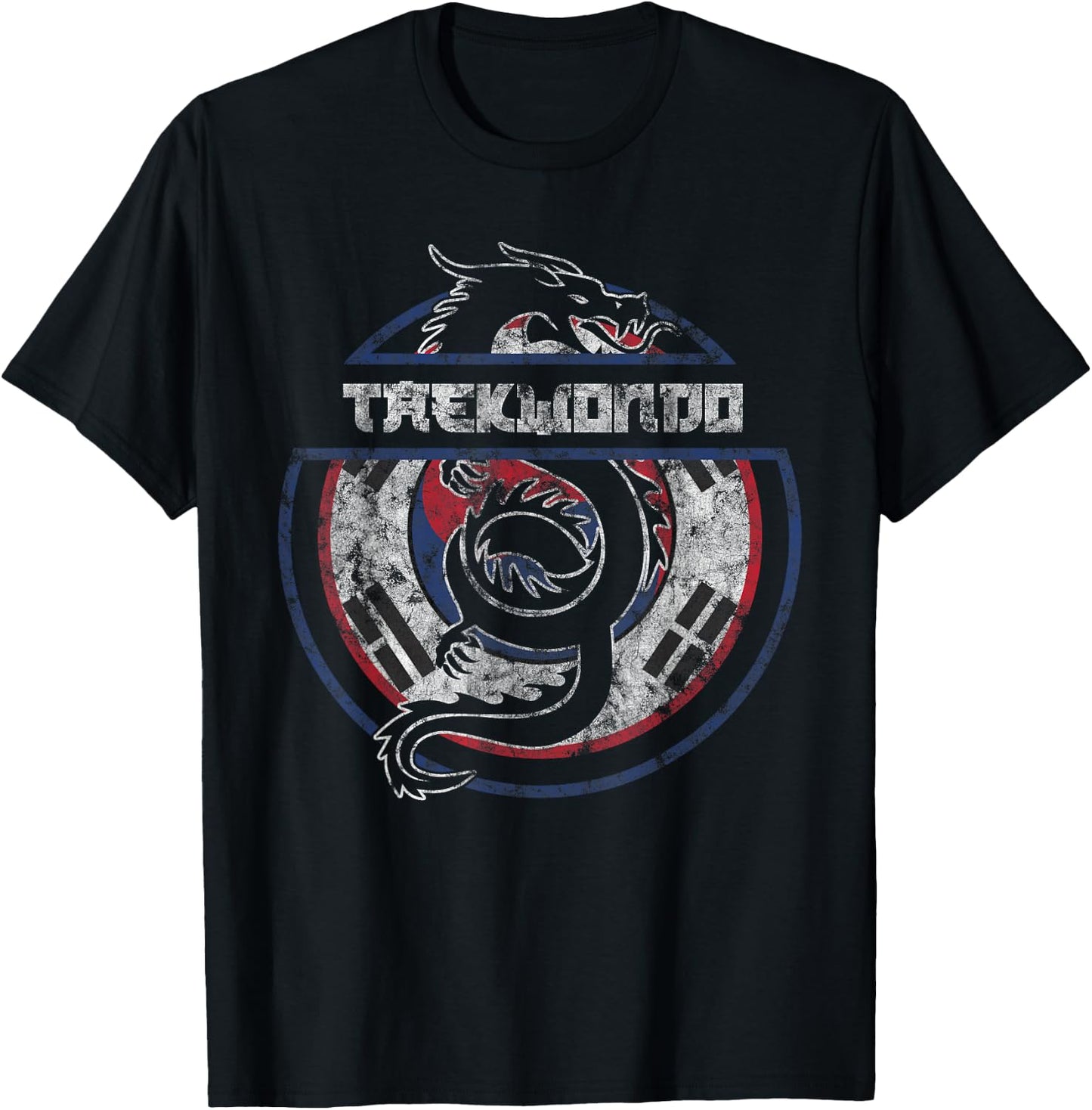 Taekwondo Shirt Martial Arts Gift Dragon Korean Flag T-Shirt - T-Shirt | Black