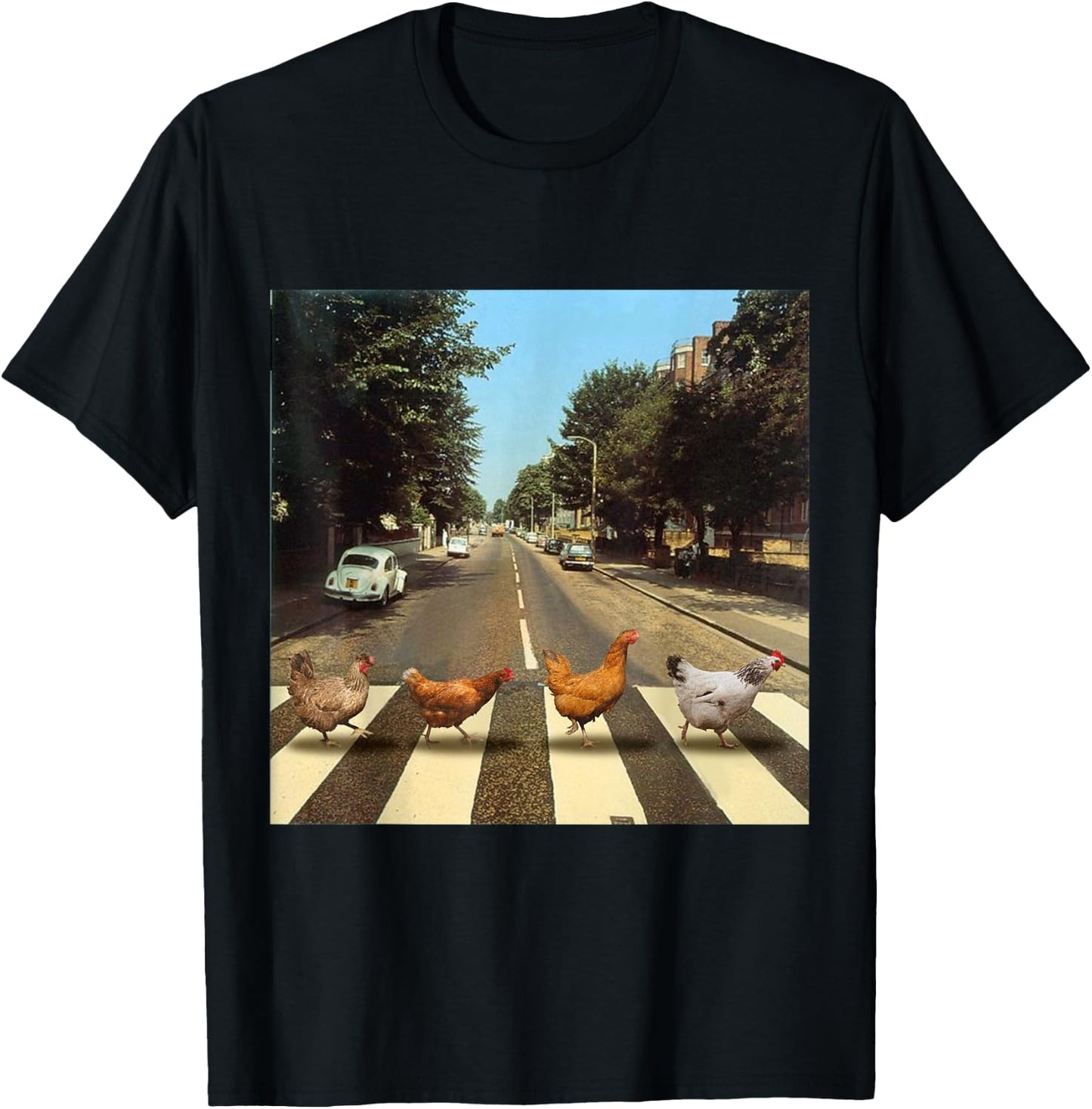 Chickens Crossing Road Parody Chicken Lover T-Shirt - T-Shirt | Black