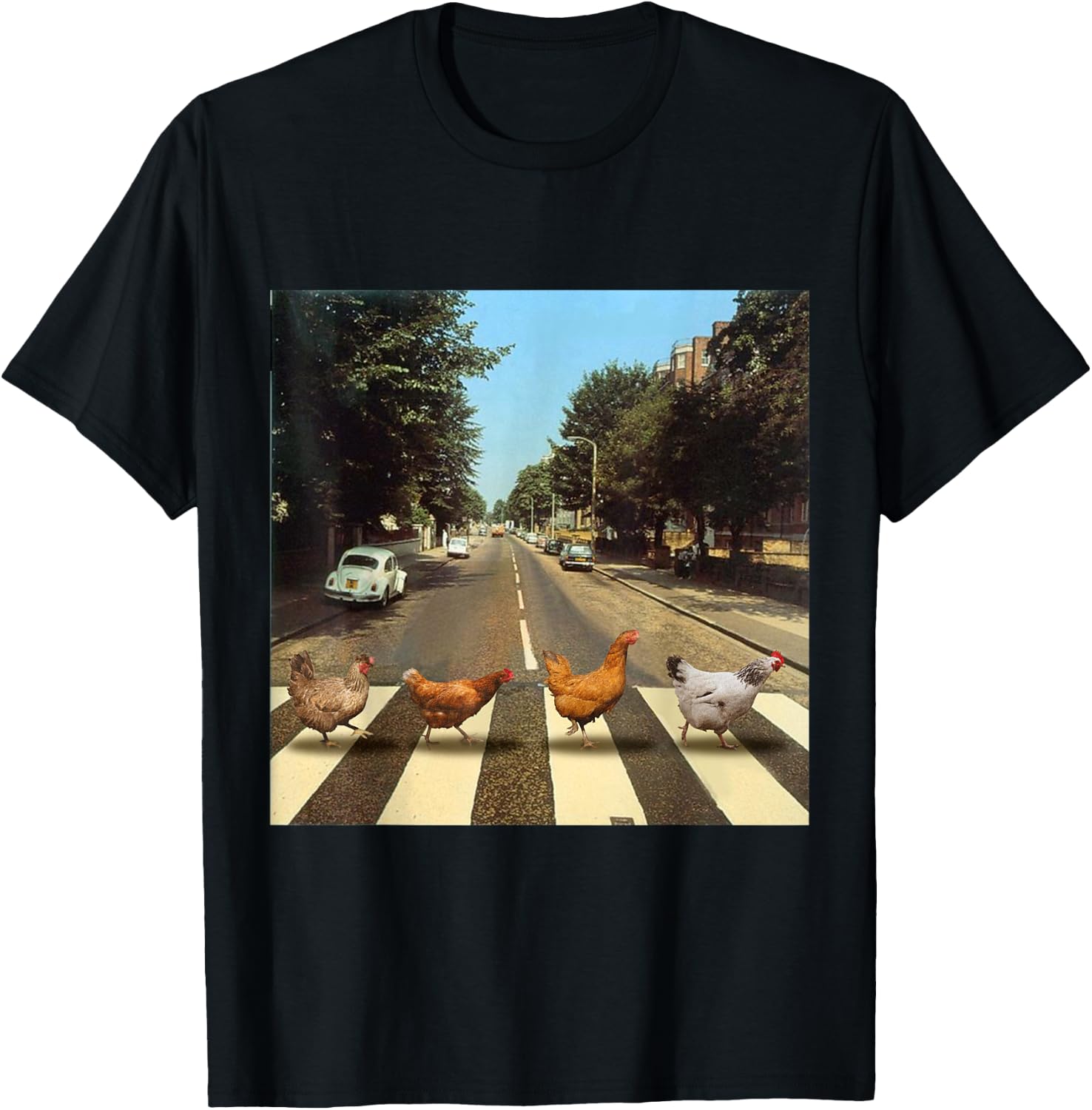 Chickens Crossing Road Parody Chicken Lover T-Shirt - T-Shirt | Black