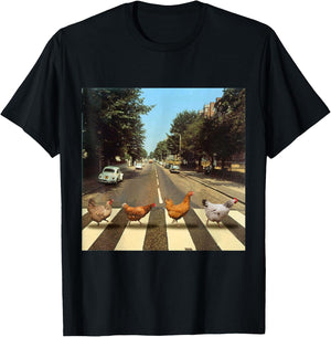 Chickens Crossing Road Parody Chicken Lover T-Shirt - T-Shirt | Black