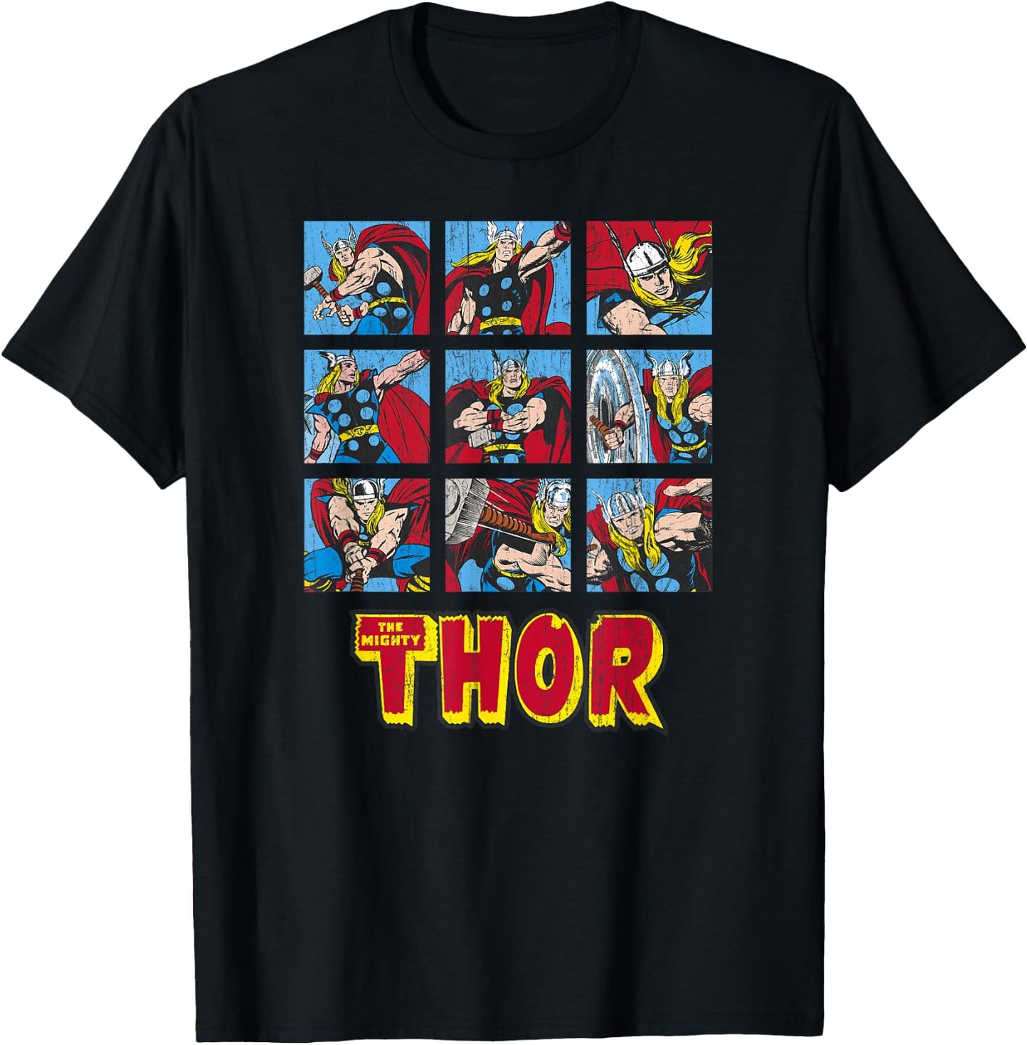 Marvel Avengers Vintage Thor Comic Battle Scenes T-Shirt - T-Shirt | Black