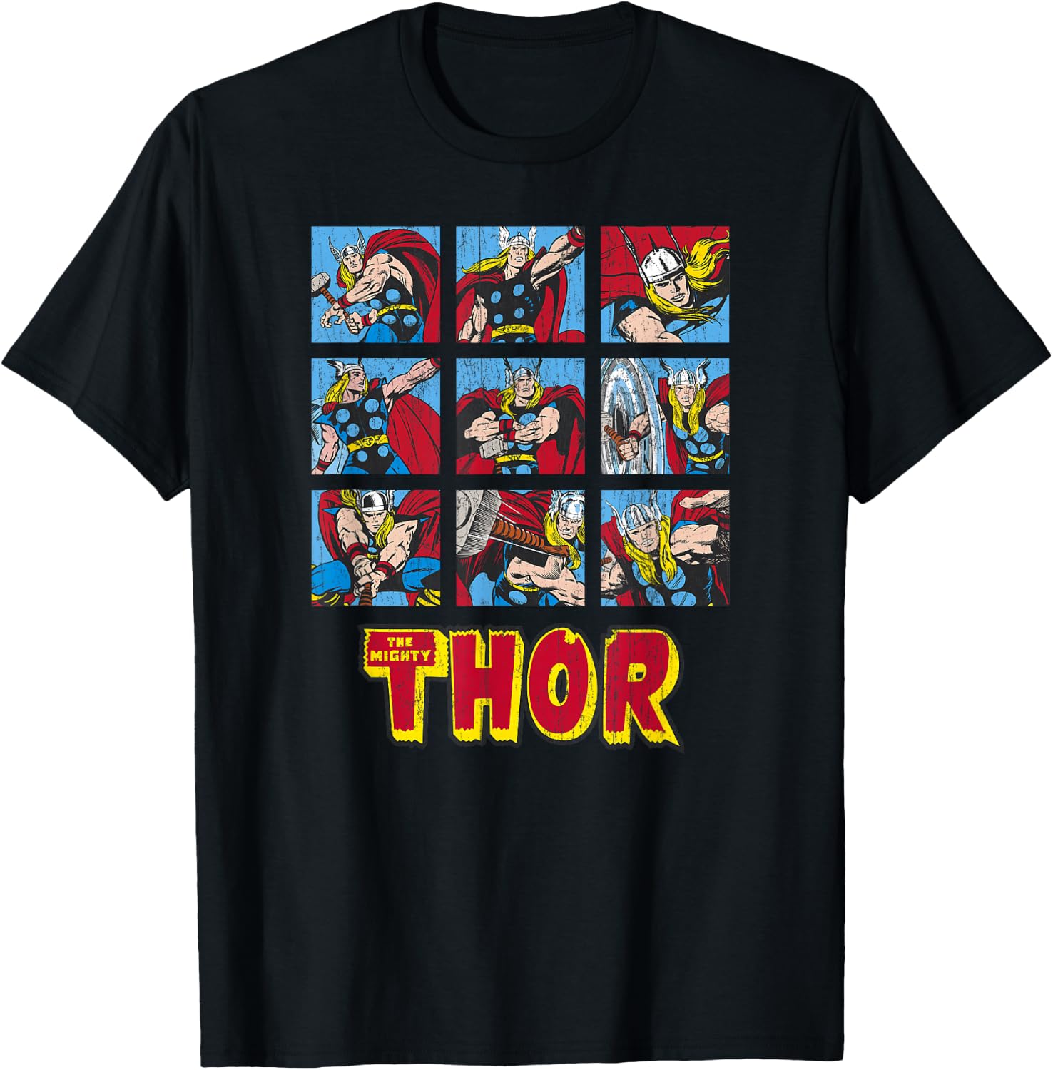 Marvel Avengers Vintage Thor Comic Battle Scenes T-Shirt - T-Shirt | Black