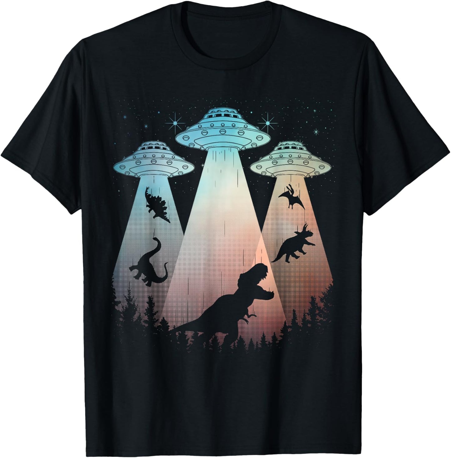 Cool Dinosaur Art Women UFO Alien Abduction Dinosaur T-Shirt - T-Shirt | Black