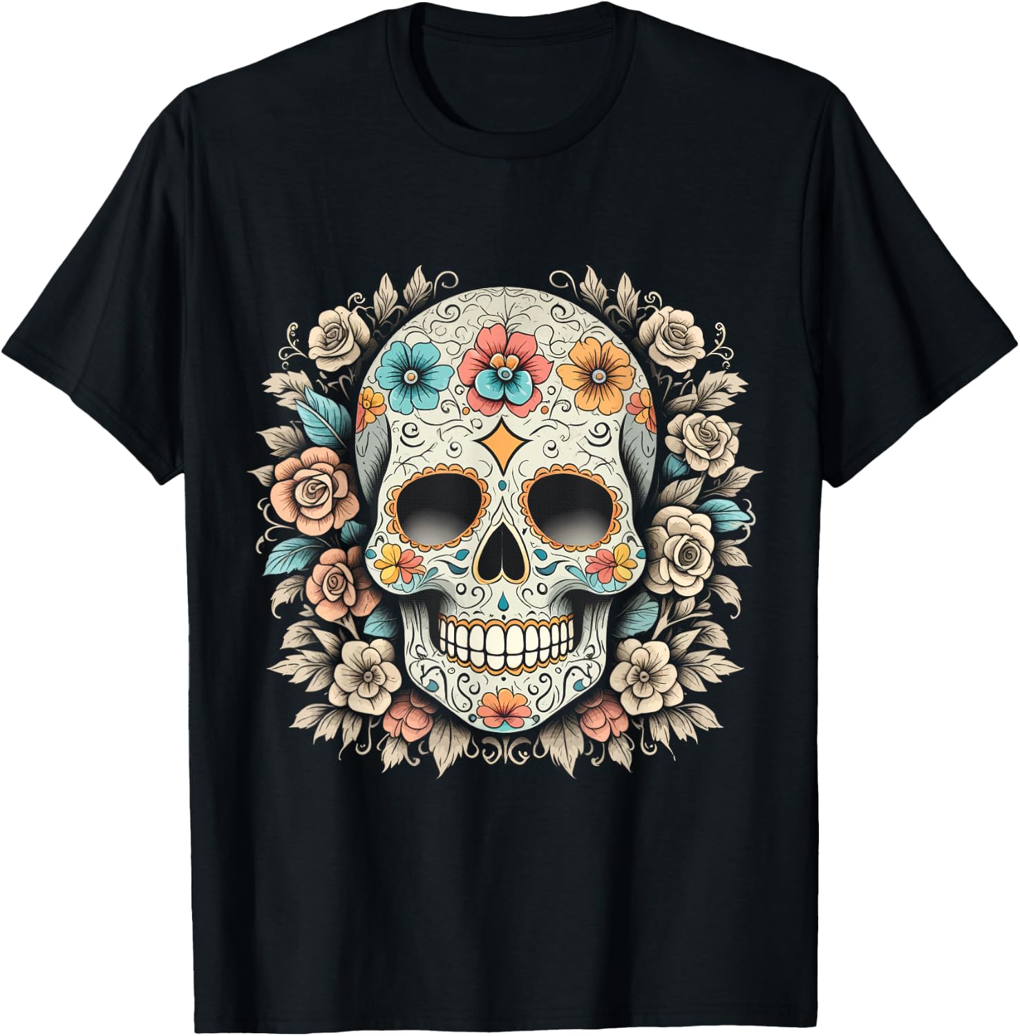 De Los Muertos Day of the Dead Sugar Skull Halloween Women T-Shirt - T-Shirt | Black