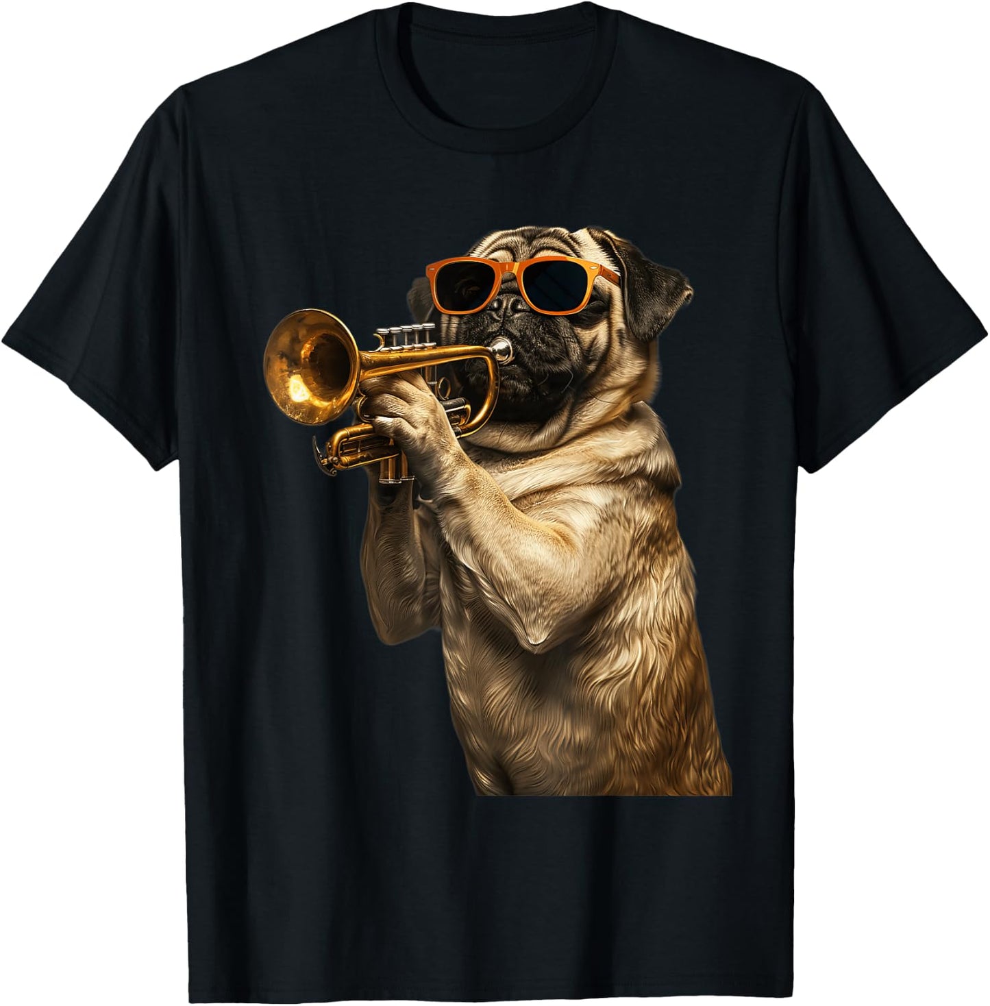 Pug Trumpet T-Shirt - T-Shirt | Black