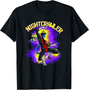 Marvel X-Men Nightcrawler Epic Leap Retro Logo T-Shirt - T-Shirt | Black