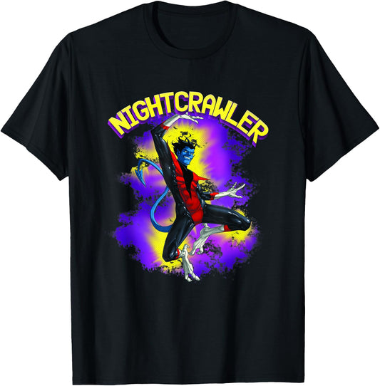Marvel X-Men Nightcrawler Epic Leap Retro Logo T-Shirt - T-Shirt | Black