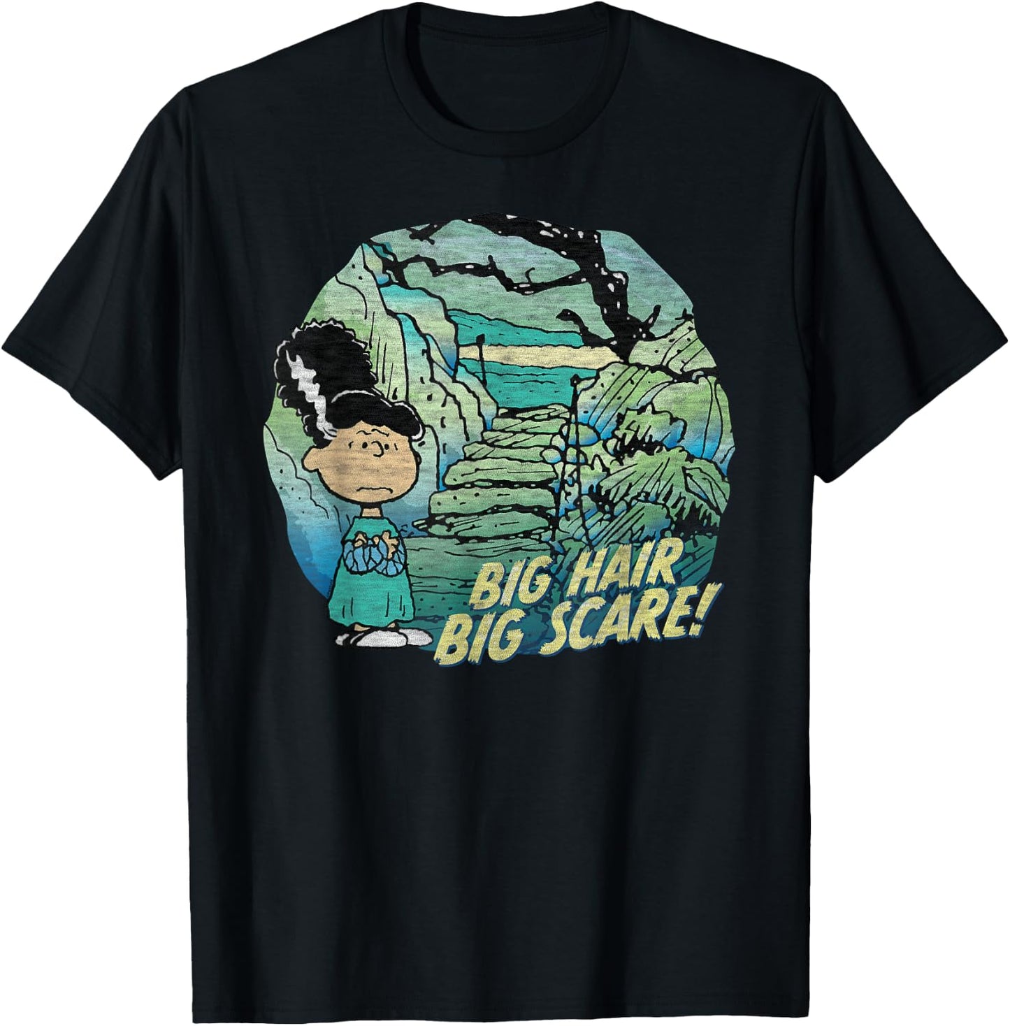 Peanuts Halloween Lucy Big Hair Scare T-Shirt - T-Shirt | Black
