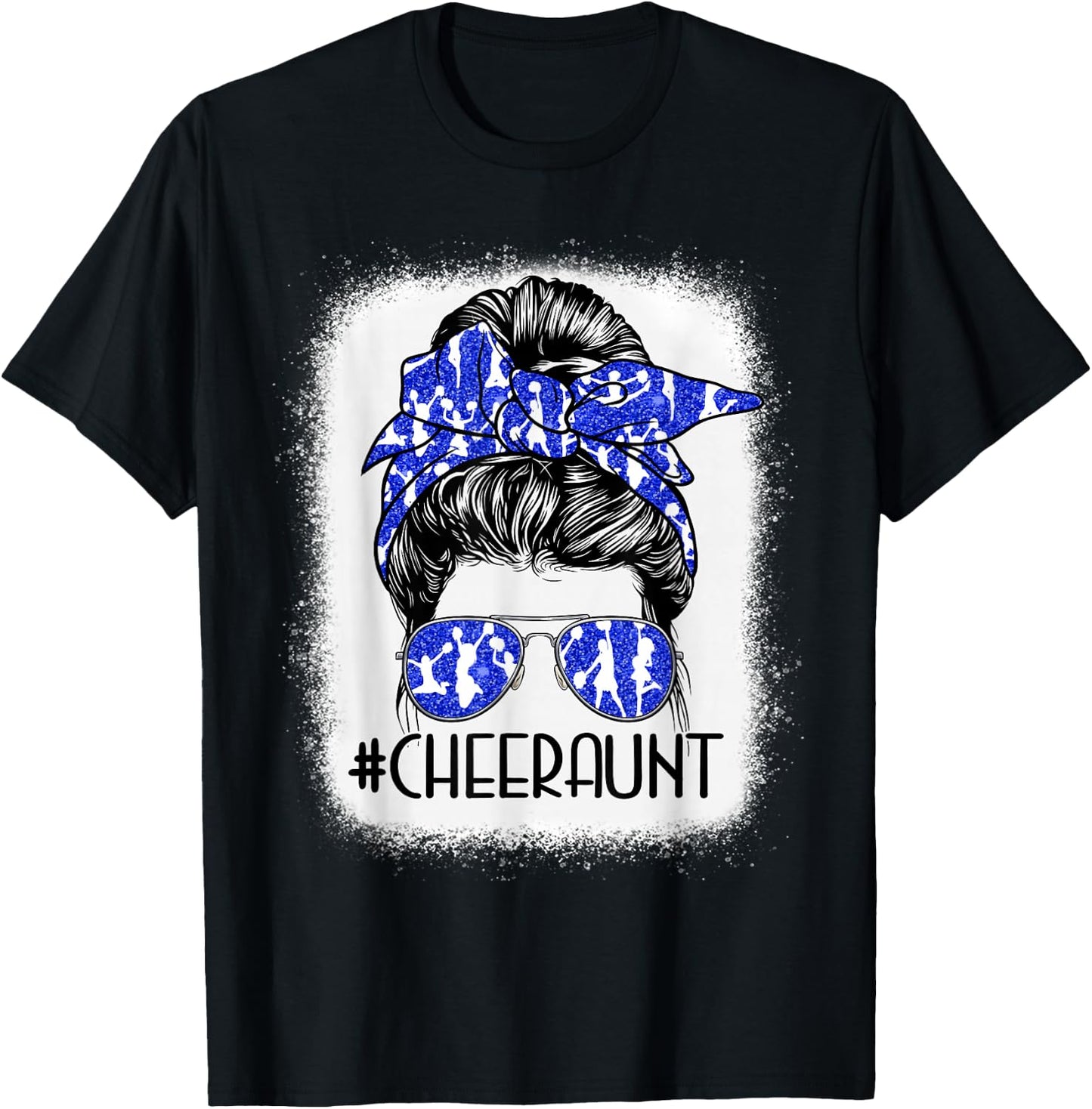 Messy Bun Cheer Aunt Cheerleader Mom Mothers Day Women T-Shirt - T-Shirt | Black