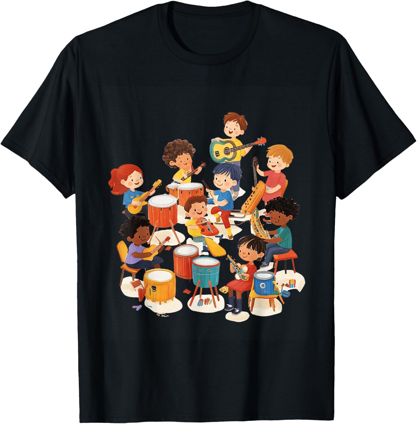 Kids Playing Instruments Music Education T-Shirt - T-Shirt | Black