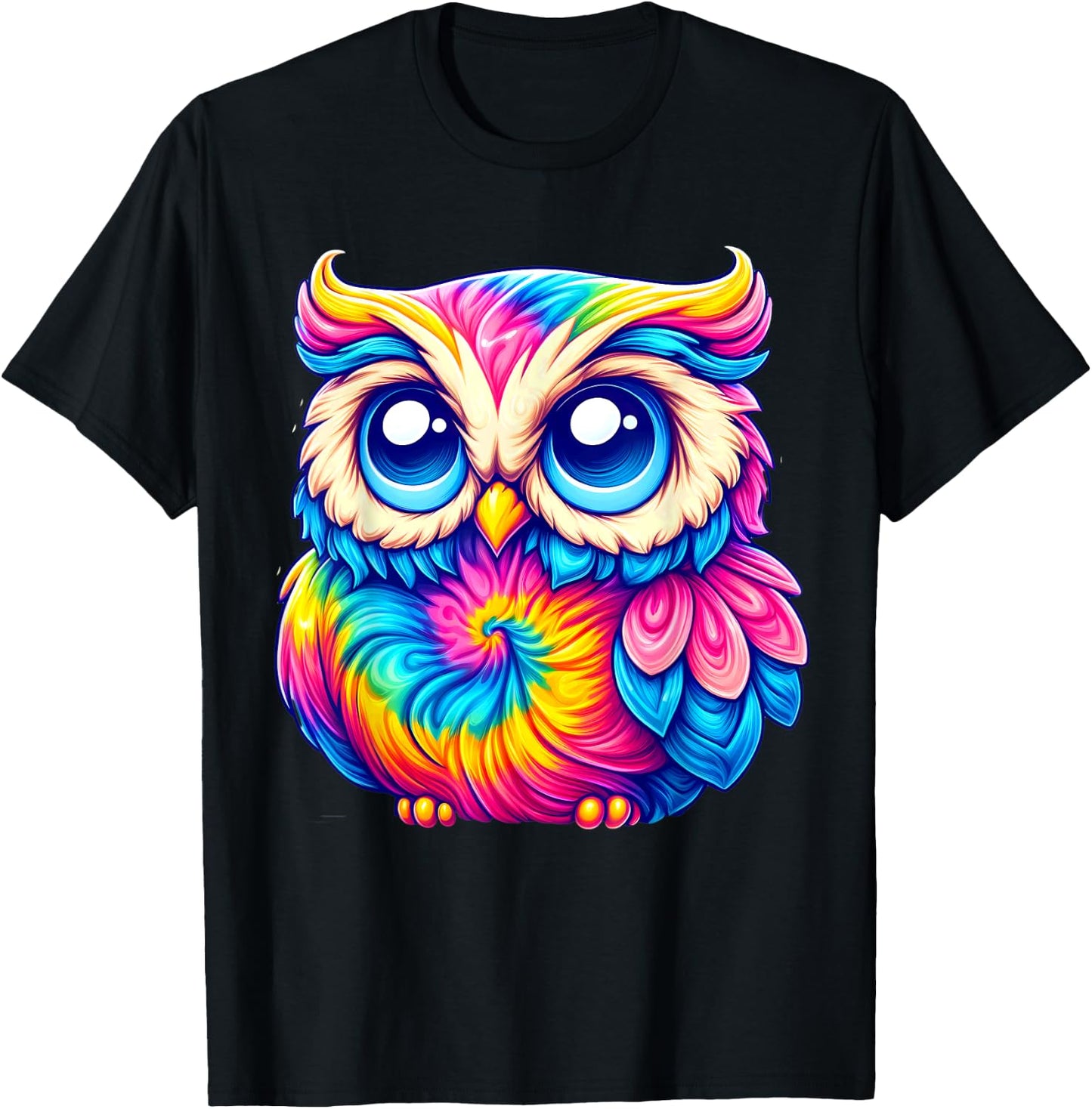 Tie Dye Owl Aesthetic Men Women Kids T-Shirt - T-Shirt | Black
