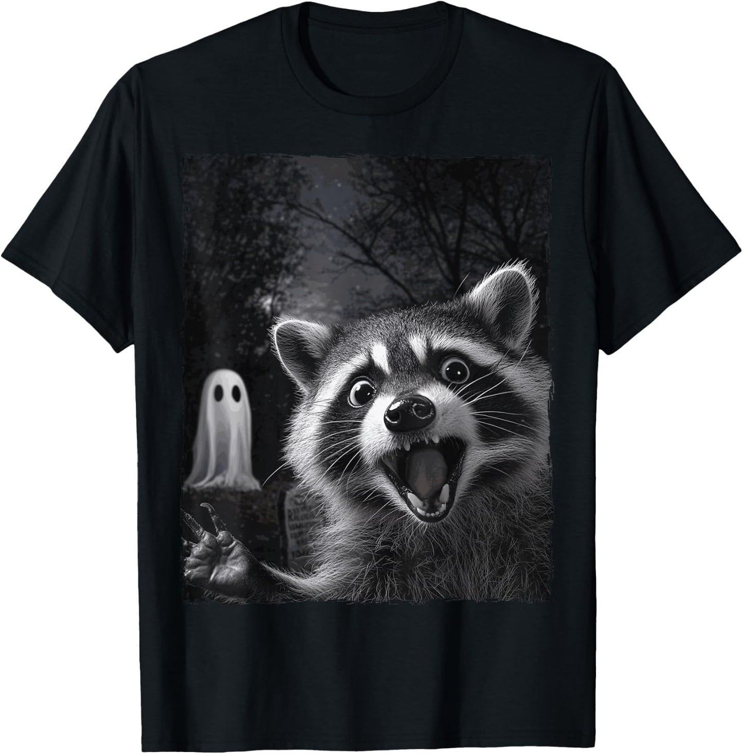 Funny Raccoon Halloween T-Shirt - T-Shirt | Black