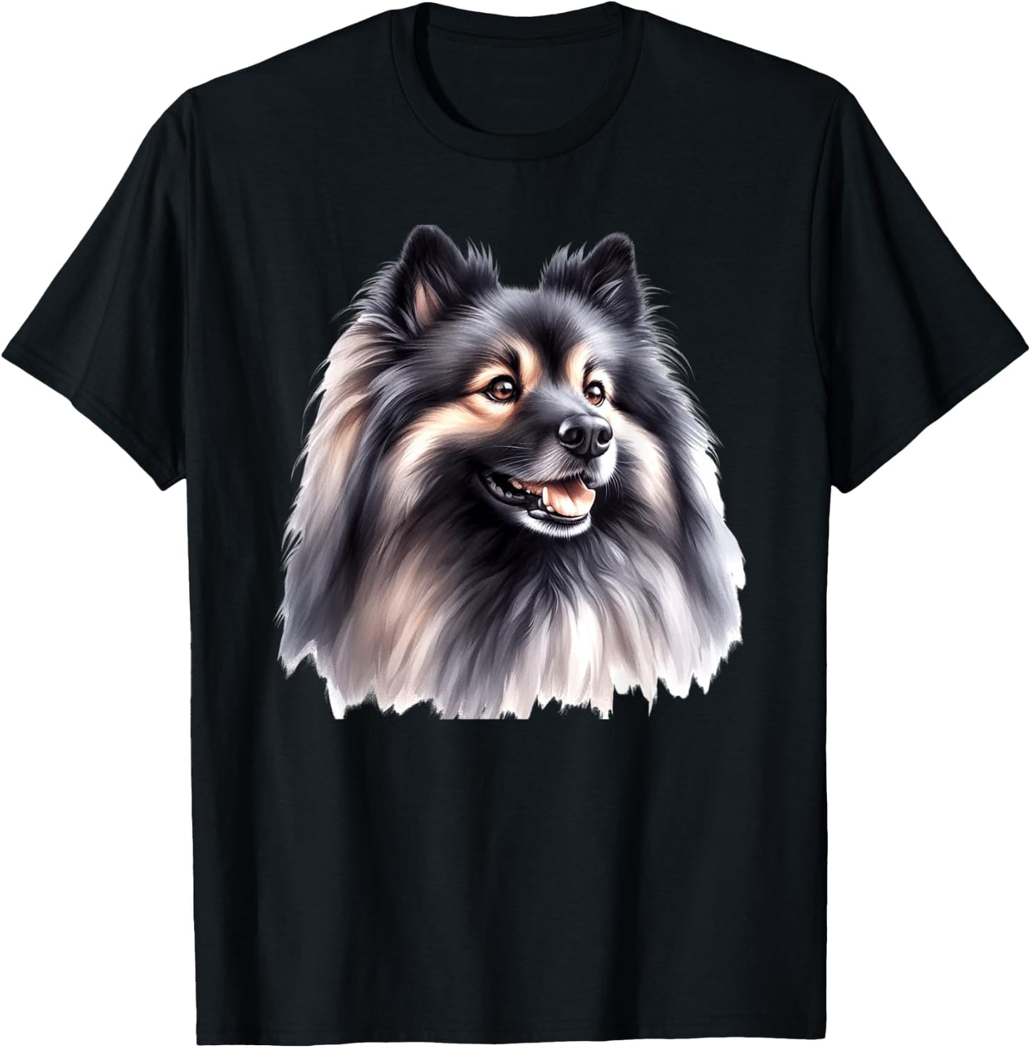 Keeshond Dog Puppy Portrait T-Shirt - T-Shirt | Black