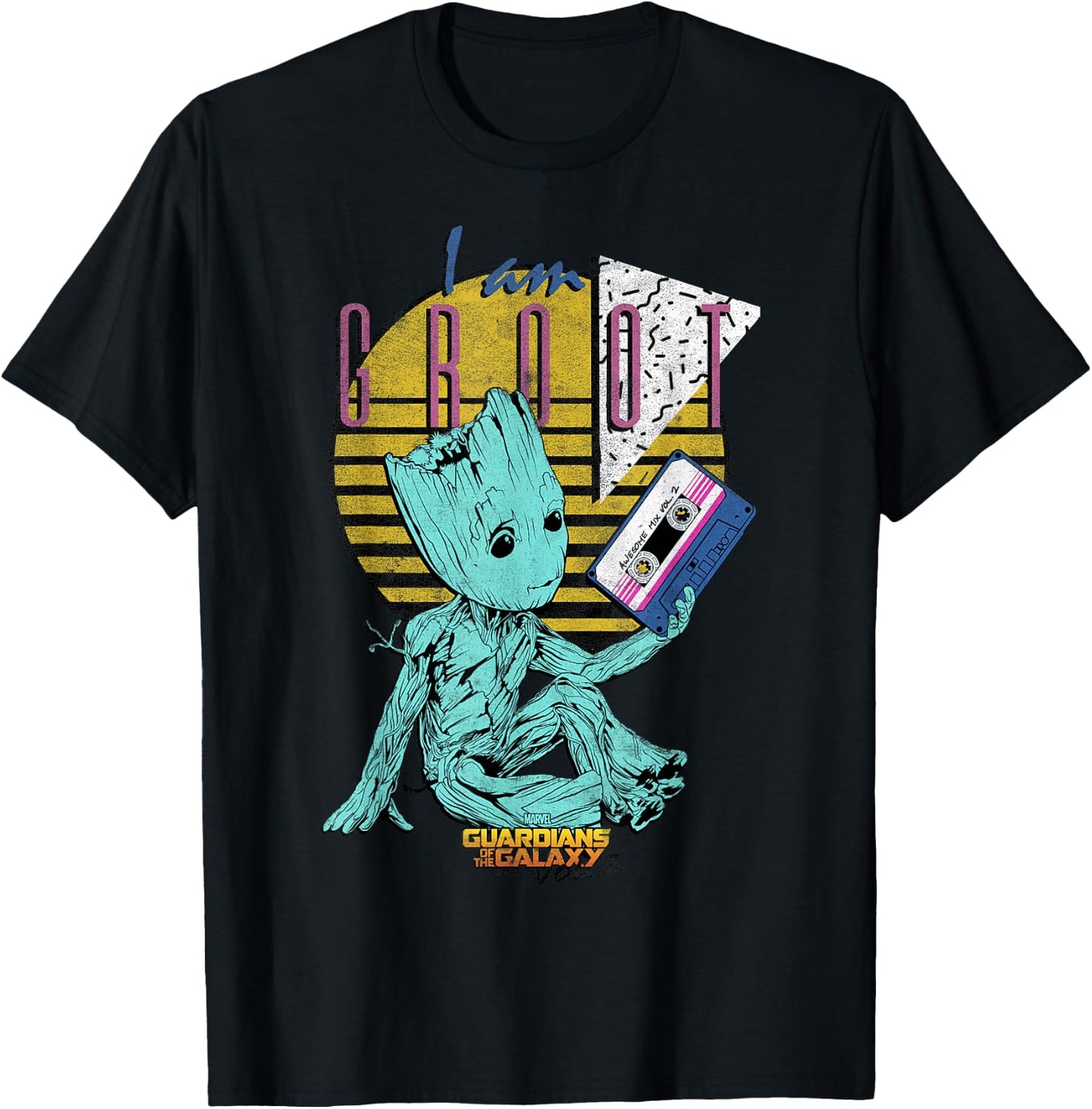 Marvel Guardians of The Galaxy Vol 2 Baby Groot Retro 90's T-Shirt - T-Shirt | Black