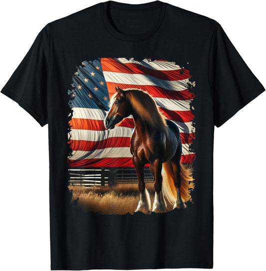 Patriotic US Flag 4th Of July Horse USA Patriotic Pride Men T-Shirt - T-Shirt | Black