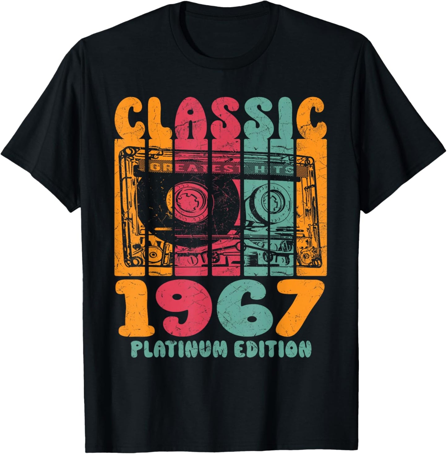 Born In 1967, Retro Mix Tape Platinum Edition 1967 Birthday T-Shirt - T-Shirt | Black