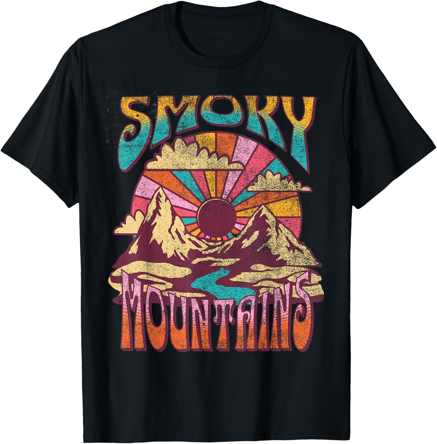 Smoky Mountains Tennessee Nature Hiking Mountains Outdoors T-Shirt - T-Shirt | Black
