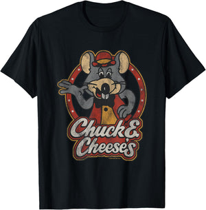 Chuck E. Cheese Classic Entertainer Portrait Distressed T-Shirt - T-Shirt | Black
