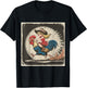 Funny Vintage Distressed Cowgirl Riding Chicken Rooster T-Shirt - T-Shirt | Black