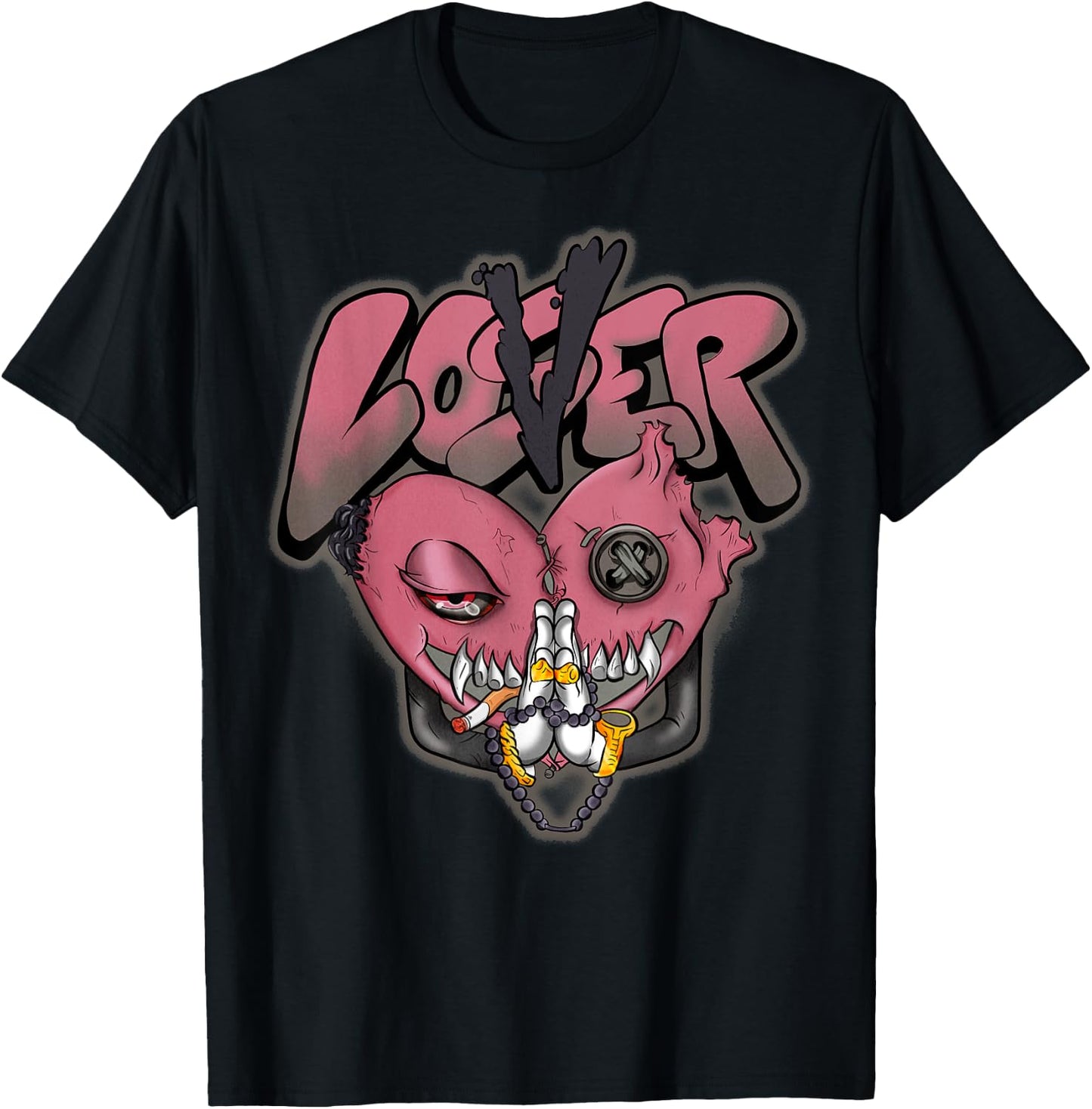 Graphic Loser Love Drip Pink Heart Matching Pink Apparel T-Shirt - T-Shirt | Black