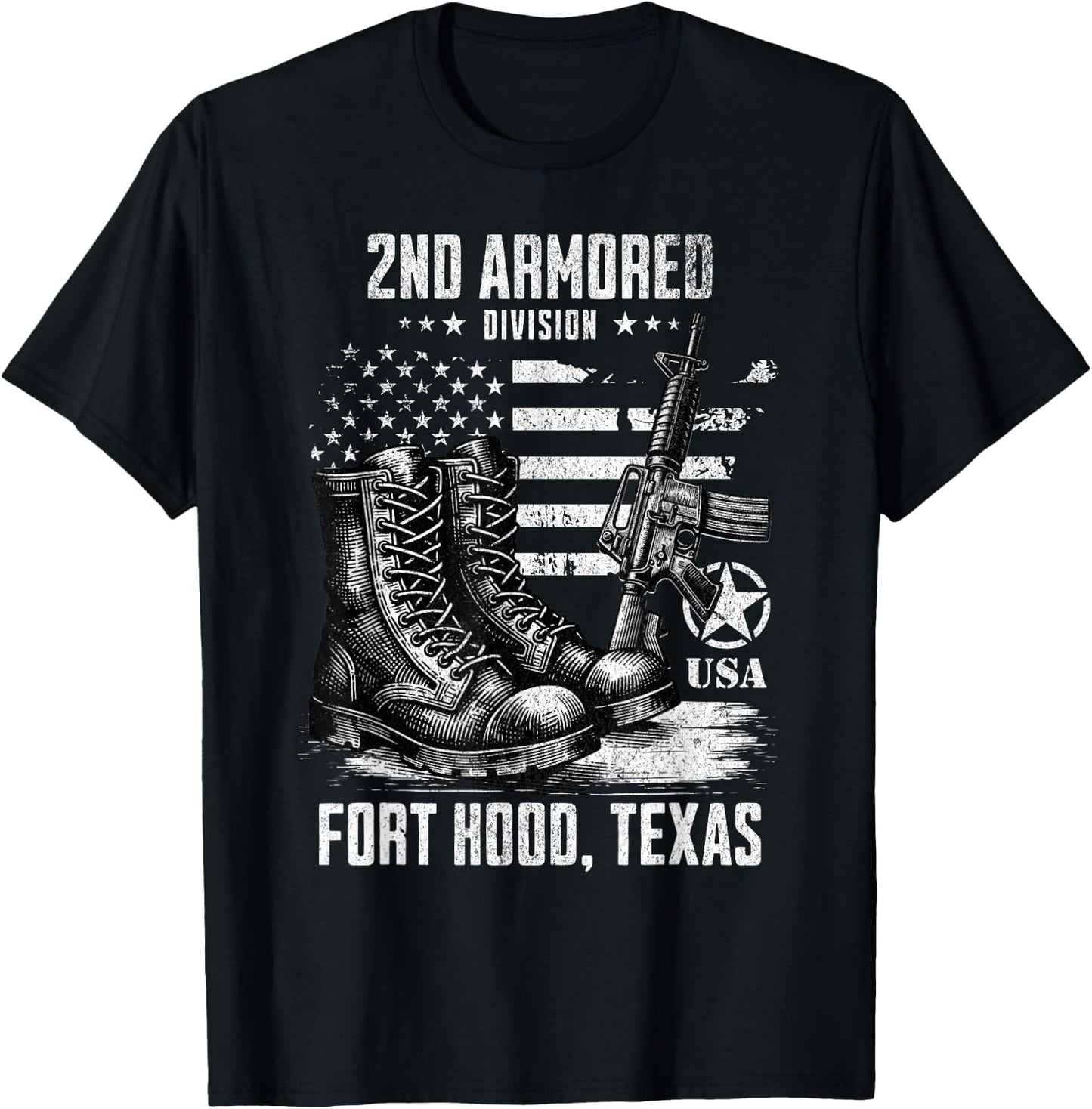 SoldierTees 2nd Armored Division Fort Hood Texas Military Veteran , Small, Black T-Shirt - T-Shirt | Black