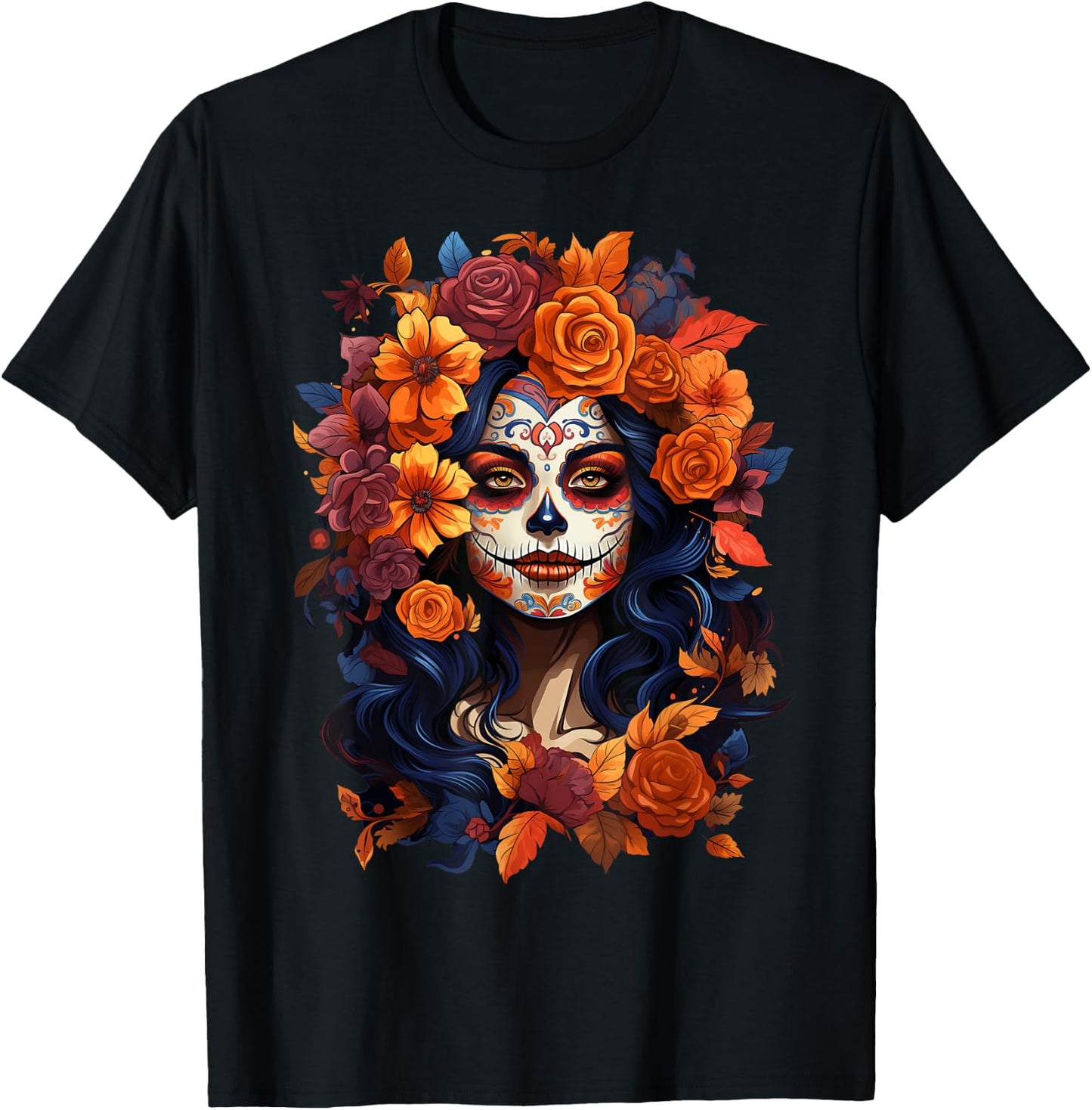 Dia De Los Muertos Mexican Sugar Skull Day Of The Dead Women T-Shirt - T-Shirt | Black