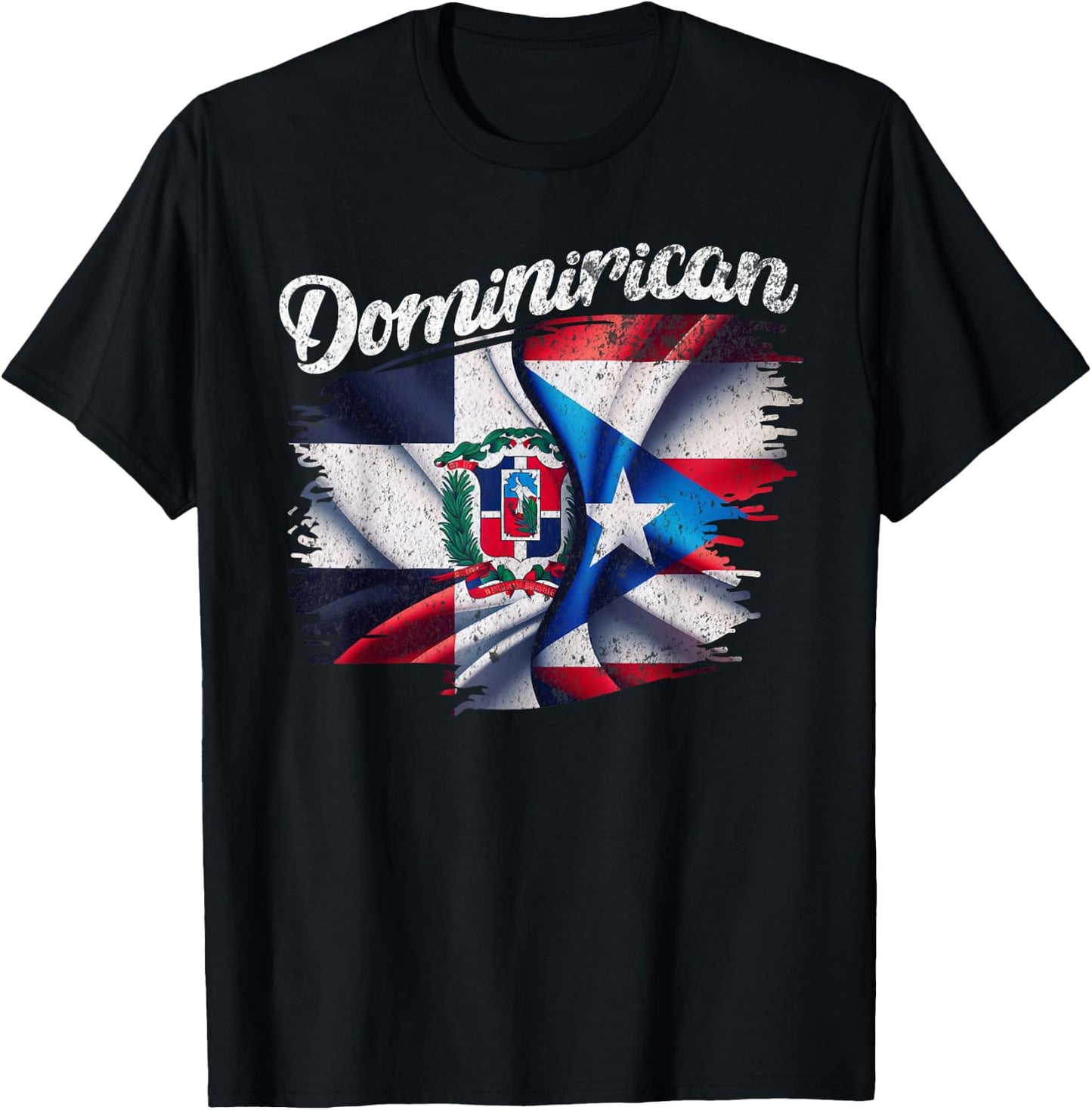 Dominirican DR Dominican Republic Puerto Rico PR Flag Pride T-Shirt - T-Shirt | Black