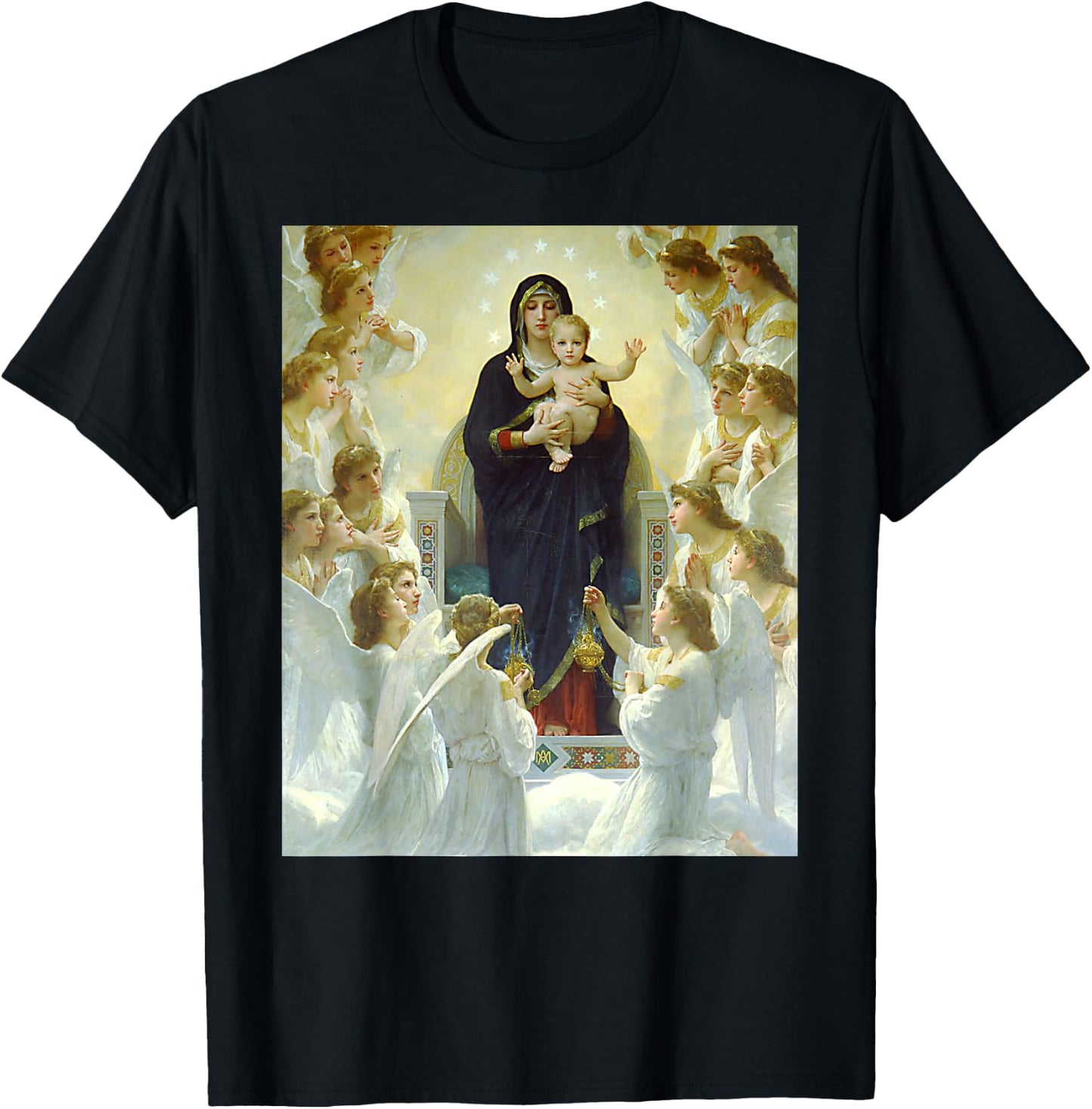 The Virgin with Angels Painting by William Bouguereau 1900 T-Shirt - T-Shirt | Black