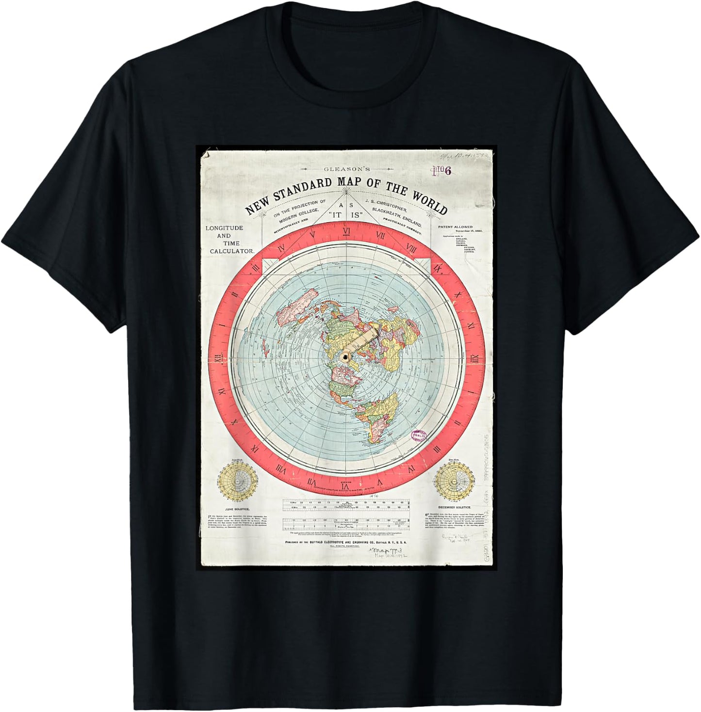 Gleason's new standard map of the world globe T-Shirt - T-Shirt | Black