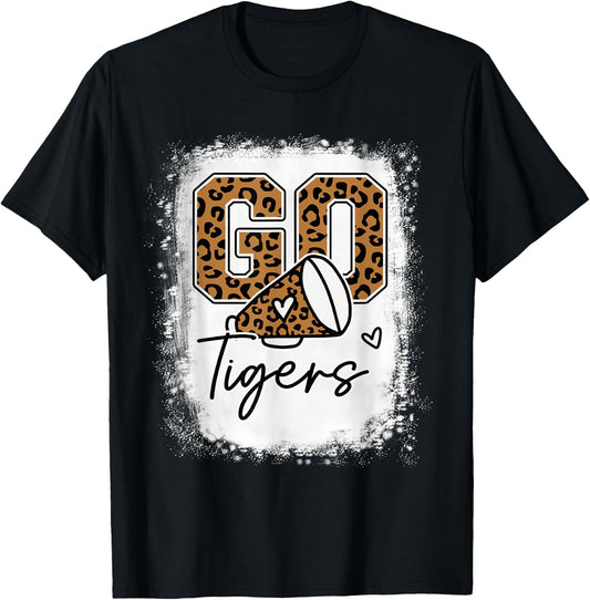 Go Cheer Tigers School Sports Fan Spirits Mascot Leopard T-Shirt - T-Shirt | Black