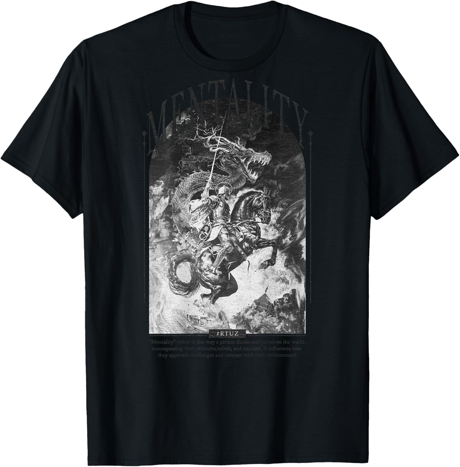 Hip Hop Vintage Hipster Edgy Urban Y2K Back Print Streetwear T-Shirt - T-Shirt | Black