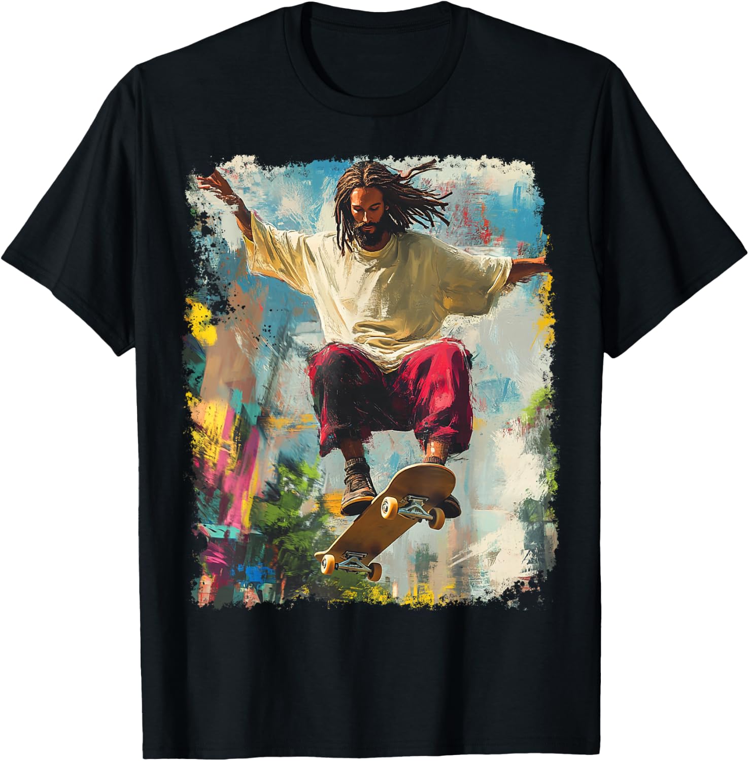 Skateboarding King Jesus Christ Skateboard T-Shirt - T-Shirt | Black