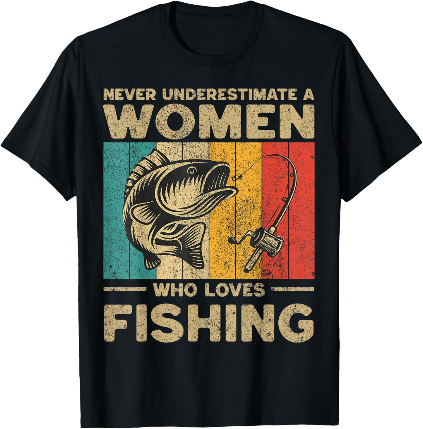 Funny Vintage Fishing Jokes Fisherman Bass Fish T-Shirt - T-Shirt | Black