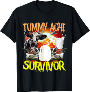 Tummy Ache Survivor Lactose Intolerant Funny T-Shirt - T-Shirt | Black