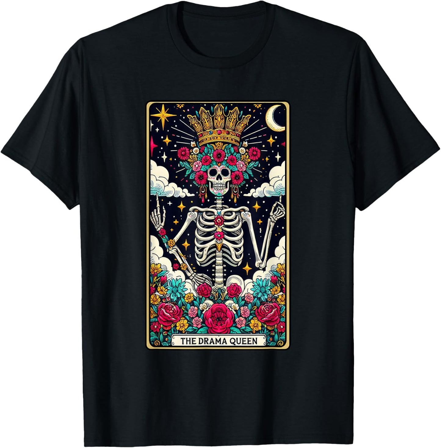 The Drama Queen Funny Skeleton Tarot Card T-Shirt - T-Shirt | Black