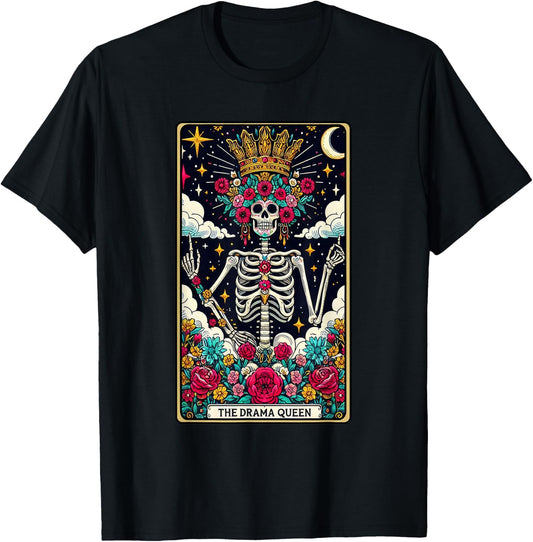 The Drama Queen Funny Skeleton Tarot Card T-Shirt - T-Shirt | Black