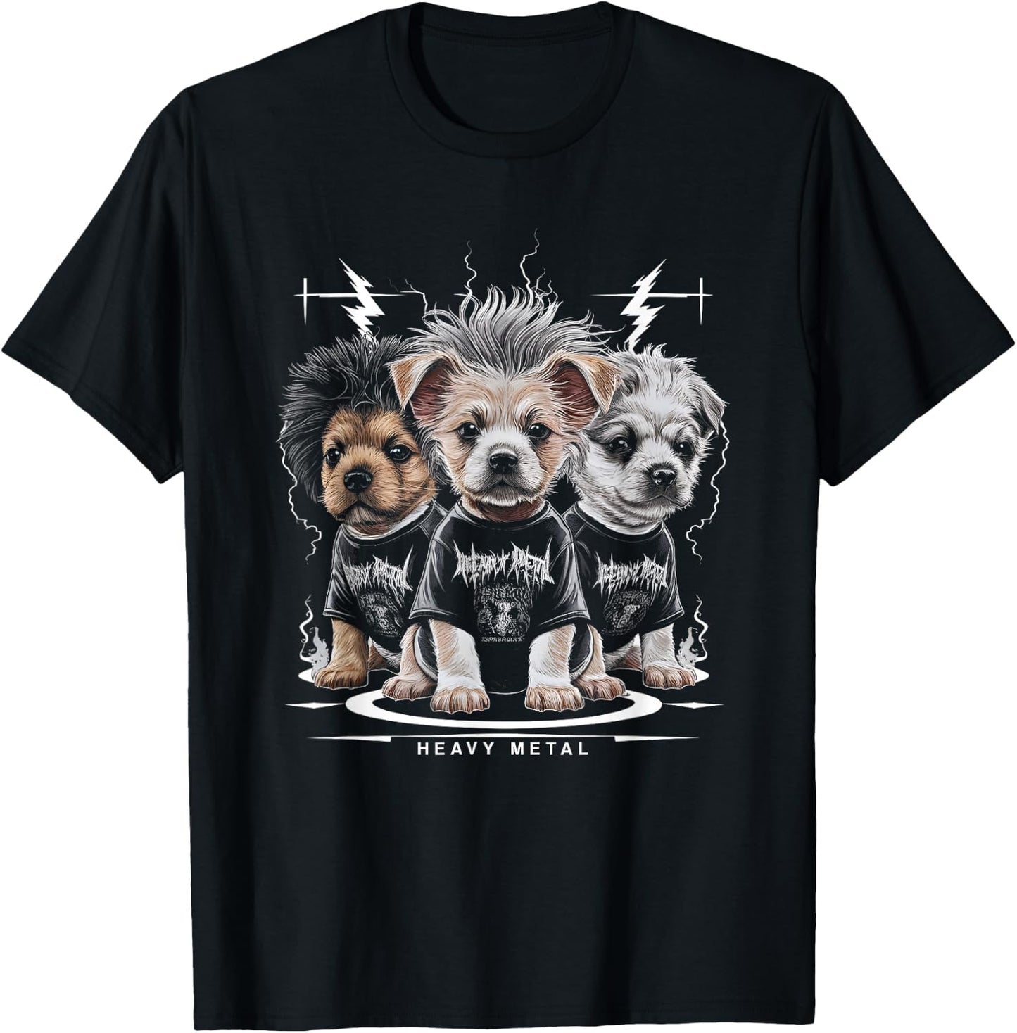 Puppy Heavy Metal Band - Funny Cute Puppy Dog Breed Lover Men Women Kids T-Shirt - T-Shirt | Black
