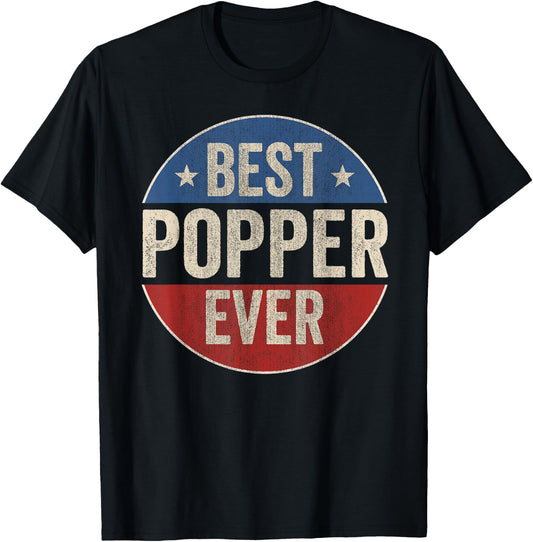 Best Popper Ever American Grandfather Vintage Father's Day T-Shirt - T-Shirt | Black