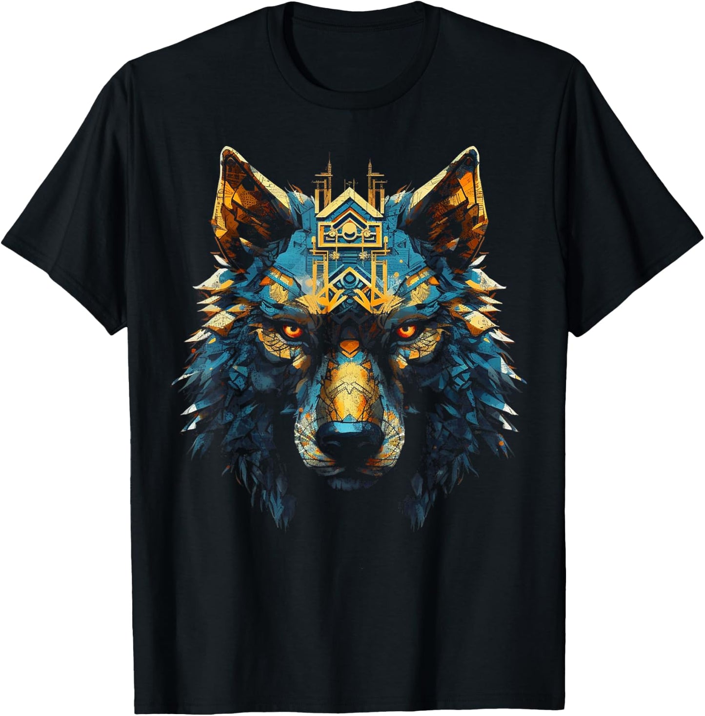 Wolf Art Polygon Animal Lover Motif Wolf T-Shirt - T-Shirt | Black