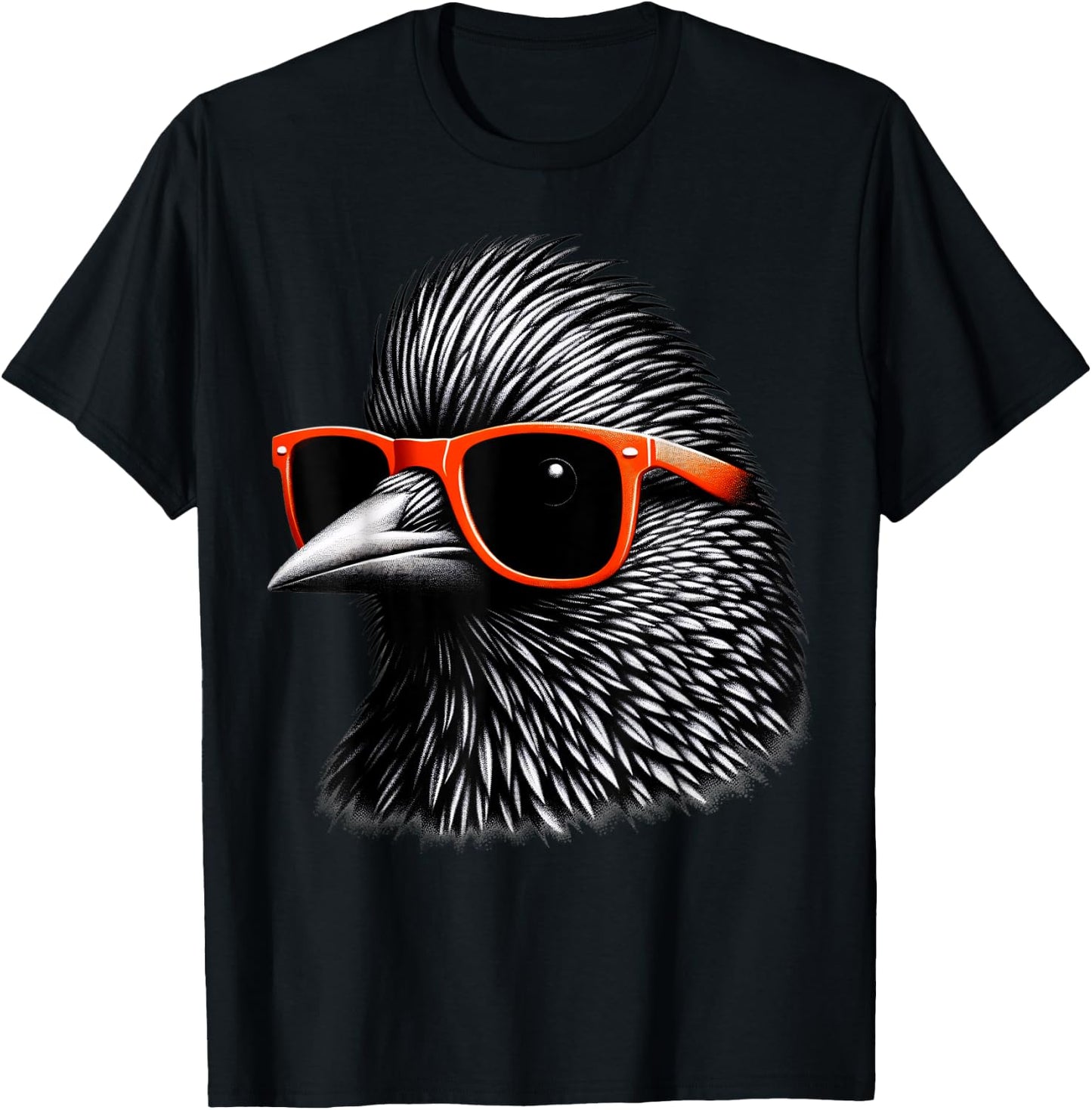 Cool Starling Bird Wearing Sunglasses Graphic Art T-Shirt - T-Shirt | Black