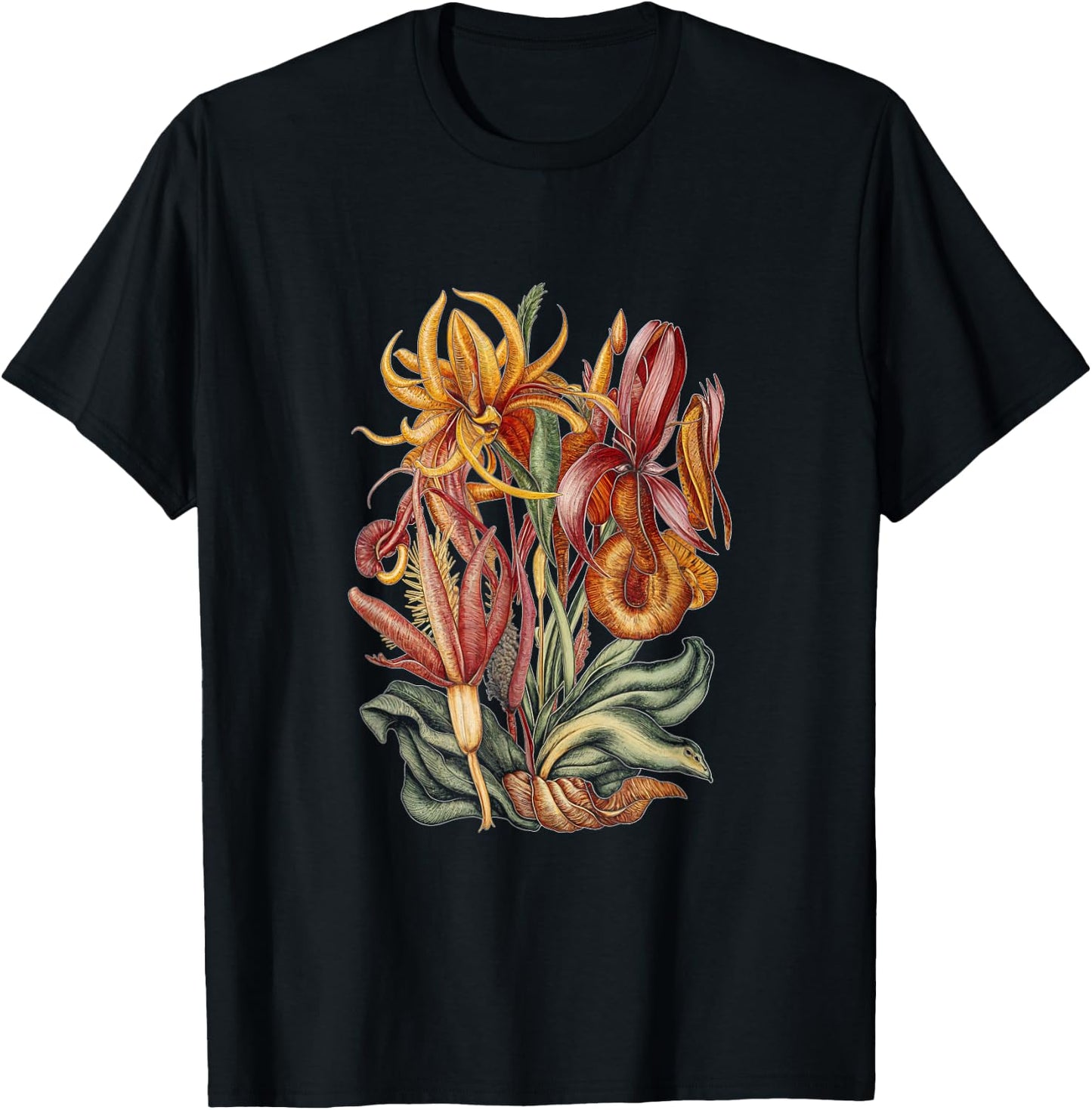 Carnivorous Plants Exotic Floral Nature Botany T-Shirt - T-Shirt | Black