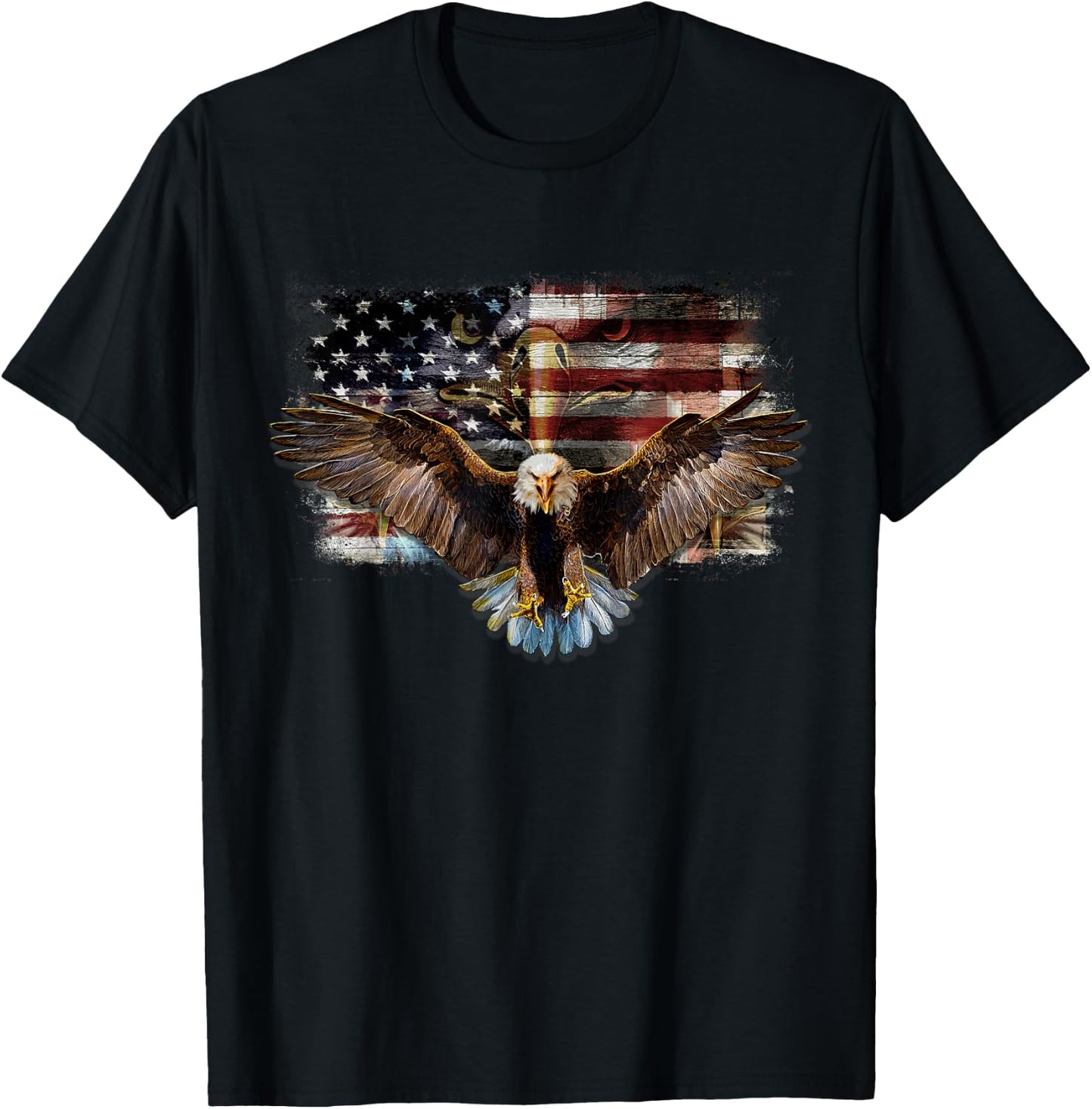 Bald Eagle 4th of July American USA Flag Eagle Patriotic T-Shirt - T-Shirt | Black
