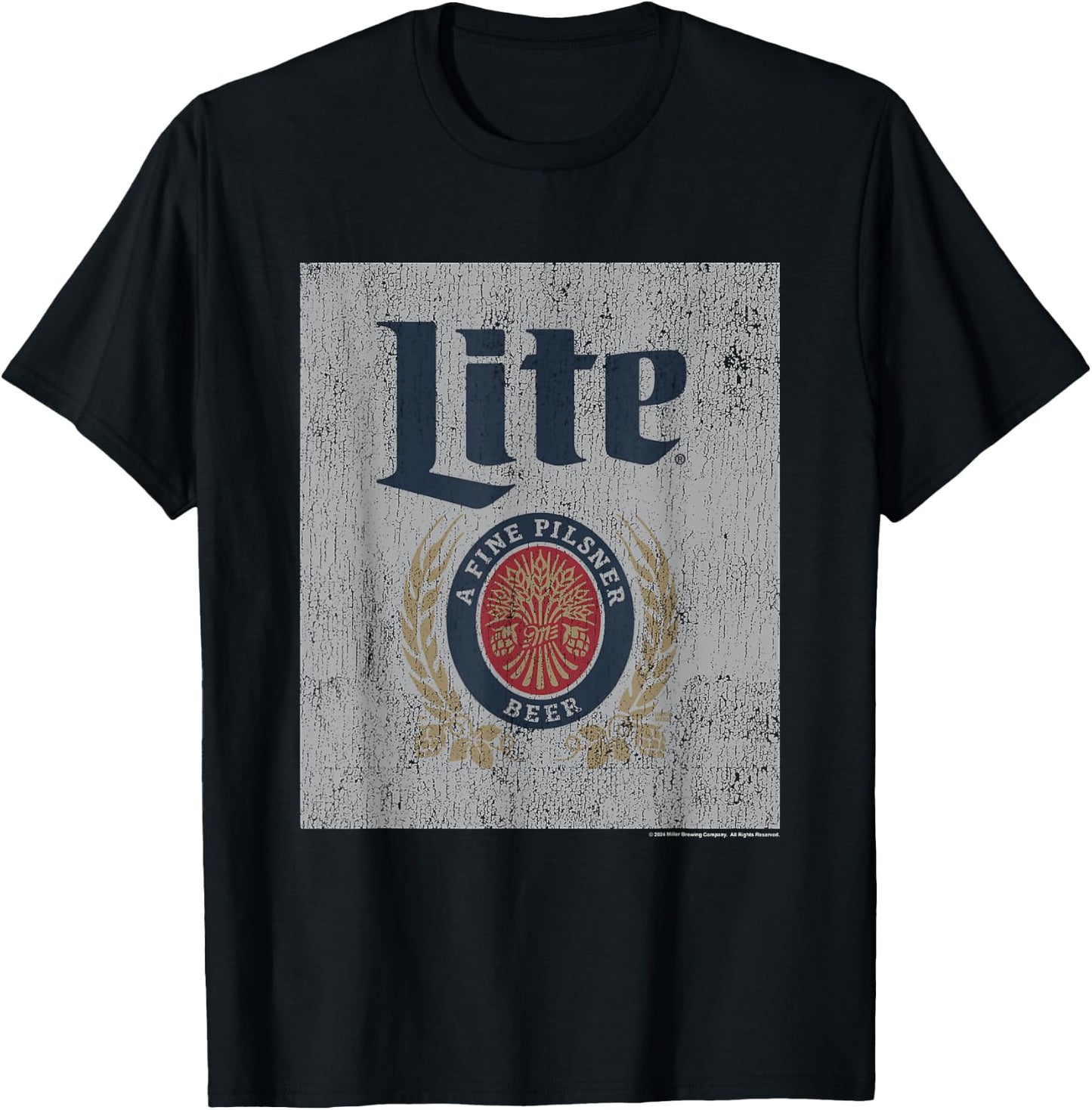 Miller Lite Light Fine Pilsner Vintage Classic Label T-Shirt - T-Shirt | Black