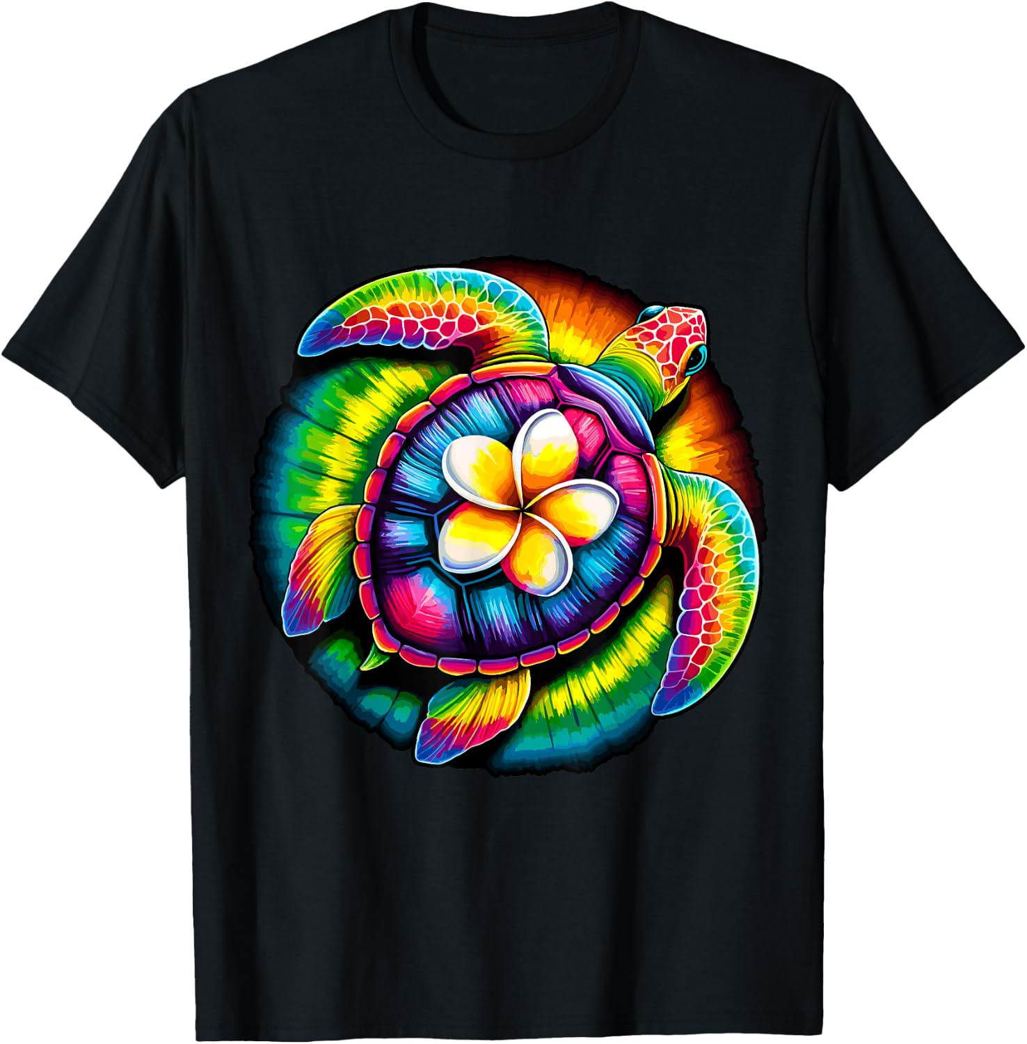Tie-Dye Sea Turtle Hawaiian Summer Vacation Hippie T-Shirt - T-Shirt | Black