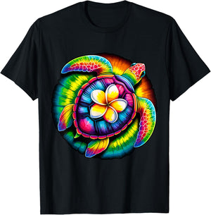 Tie-Dye Sea Turtle Hawaiian Summer Vacation Hippie T-Shirt - T-Shirt | Black