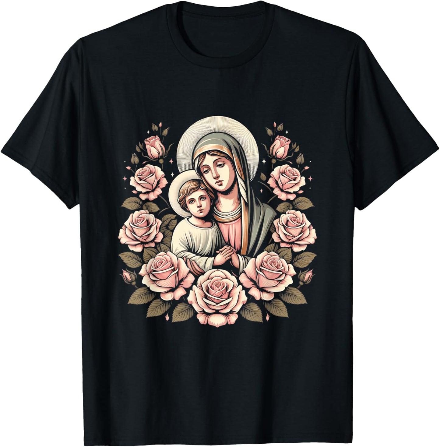 Our Lady of Good Blessed Mother Mary Christian Art T-Shirt - T-Shirt | Black